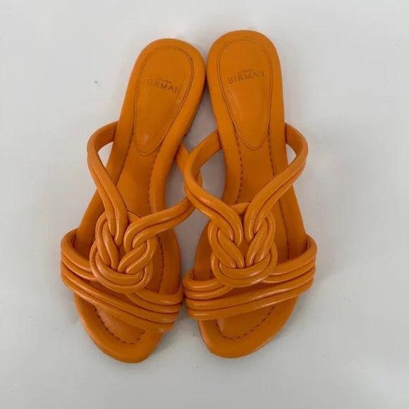 Alexandre Birman Knot‎ Leather Slides Sandals Orange Size 37 EU 6.5 US
